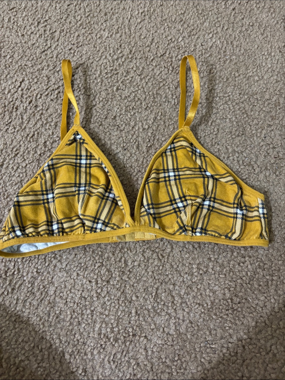 Forever 21 Yellow Plaid Triangle Bralette
